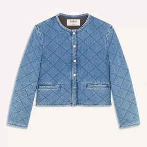 BA&SH Gibus Quilted Cropped Denim Jacket